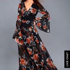 Black floral maxi dress